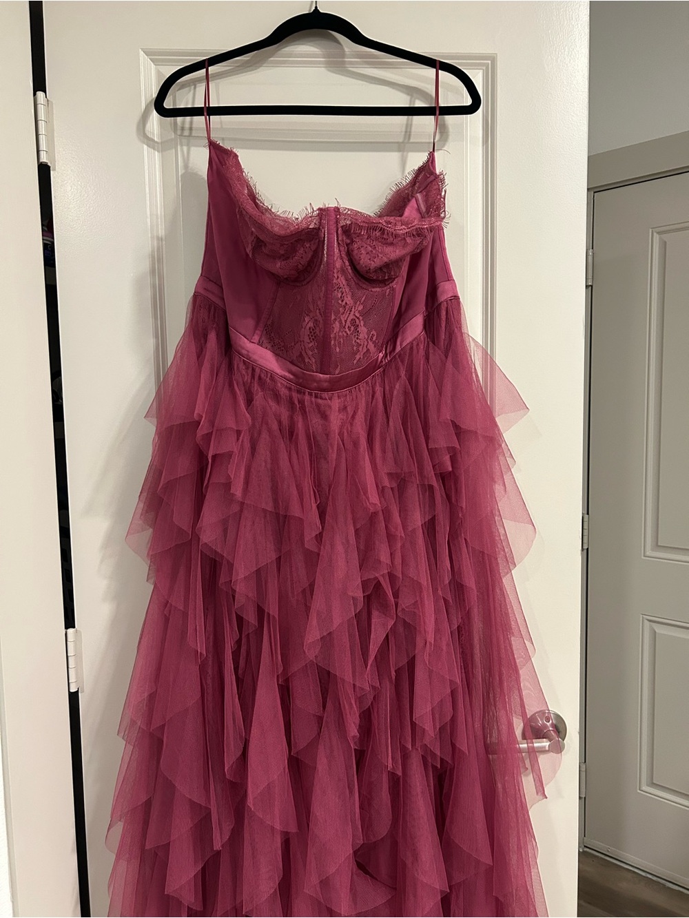 Fashion Nova Raspberry Pink Tulle Ruffle Dress